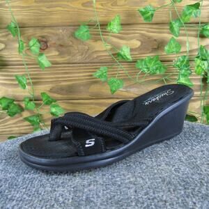 Skechers Women's Memory Foam Flip Flop Black Synthetic 9 Medium Gently Used 2025